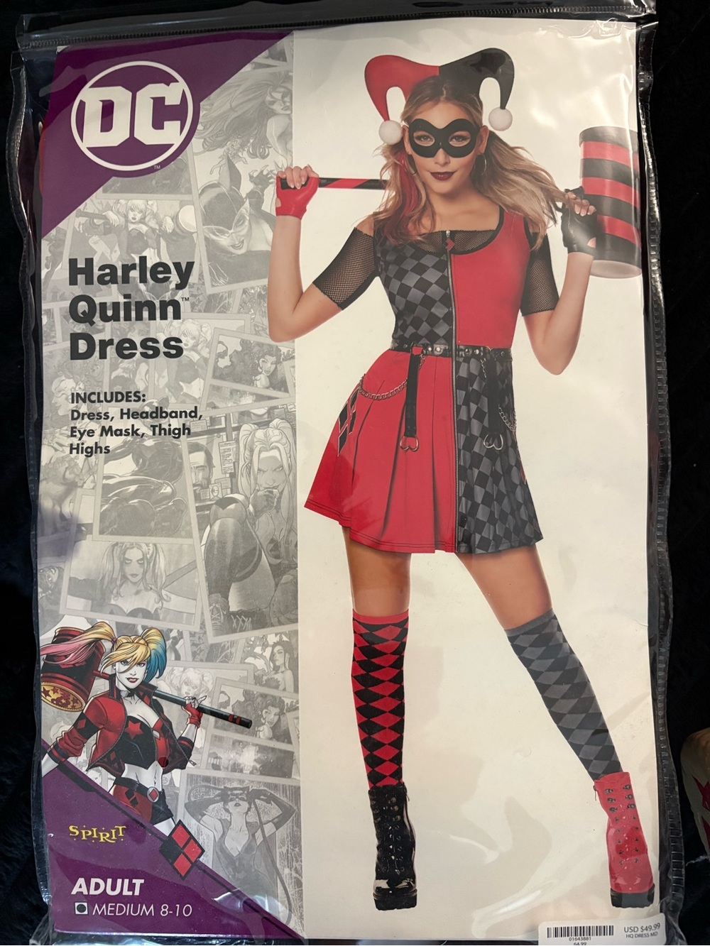 Harley Quinn Two-Tone Red and Black Dress Costume